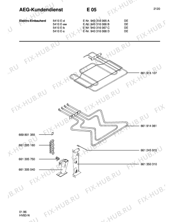 Взрыв-схема плиты (духовки) Aeg 5410E-W - Схема узла Section4